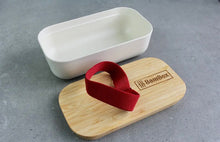 Load image into Gallery viewer, Bamboo Lunch Box (1.1L) - White with red band