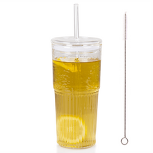 Load image into Gallery viewer, Glass Smoothie Tumbler with Straw - 600ml