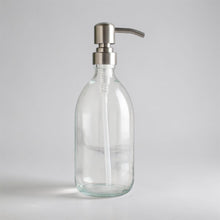 Load image into Gallery viewer, Glass Clear and Amber Bottles with Metal Pump Dispenser