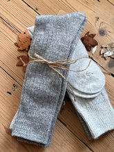 Load image into Gallery viewer, Luxury Aloe Infused  Recycled Plastic Cozy Socks- Pk of 2 - Grey & Light Grey
