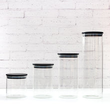 Load image into Gallery viewer, Black Bamboo Lid Pantry Storage Jars
