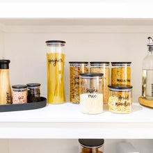 Load image into Gallery viewer, Black Bamboo Lid Pantry Storage Jars