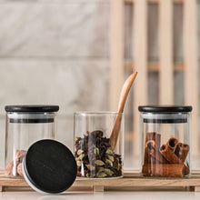 Load image into Gallery viewer, Black Bamboo Lid Pantry Storage Jars