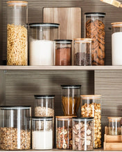 Load image into Gallery viewer, Black Bamboo Lid Pantry Storage Jars