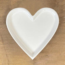 Load image into Gallery viewer, Large White Ceramic Heart Trinket Dish, 16cm