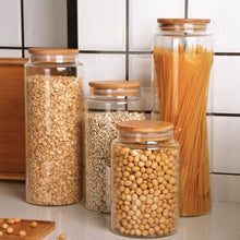 Load image into Gallery viewer, Glass Pantry Jars With Bamboo Lid