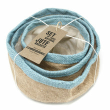 Load image into Gallery viewer, Natural Jute Baskets - Set Of 3 - Teal