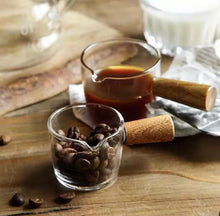 Load image into Gallery viewer, Glass Milk & Dressing Saucer with Acacia Wooden Handle