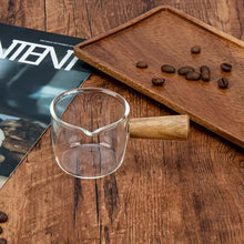 Load image into Gallery viewer, Glass Milk & Dressing Saucer with Acacia Wooden Handle