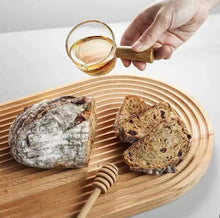 Load image into Gallery viewer, Glass Milk & Dressing Saucer with Acacia Wooden Handle