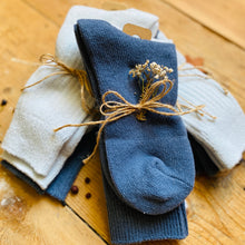 Load image into Gallery viewer, Luxury Eucalyptus Infused  Recycled Plastic Cozy Socks- Pk of 2 - Dark Blue & Light Blue