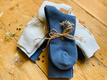 Load image into Gallery viewer, Luxury Eucalyptus Infused  Recycled Plastic Cozy Socks- Pk of 2 - Dark Blue & Light Blue