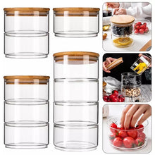 Load image into Gallery viewer, Stacked Glass Jar with Bamboo Lid