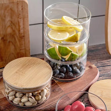 Load image into Gallery viewer, Stacked Glass Jar with Bamboo Lid