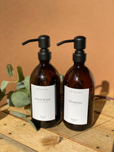 Load image into Gallery viewer, Glass Clear and Amber Bottles with Metal Pump Dispenser