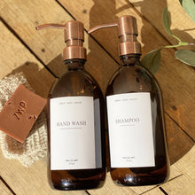 Load image into Gallery viewer, Amber GLASS Bottle With Metal Pump Dispenser