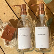 Load image into Gallery viewer, Glass Clear and Amber Bottles with Metal Pump Dispenser