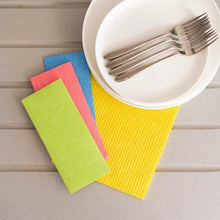 Load image into Gallery viewer, Eco Living Compostable Sponge Cleaning Cloths Rainbow - Pk of 4
