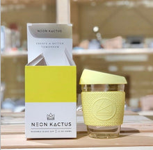 Load image into Gallery viewer, Neon Kactus Reusable Glass Coffee Cup - Sun is shining
