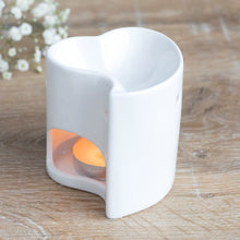 Load image into Gallery viewer, Ceramic Heart Shaped Oil - Wax Burner - White