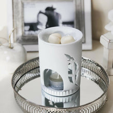 Load image into Gallery viewer, Ceramic Feather Cut Out Oil - Wax Burner - White
