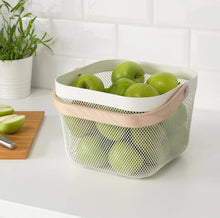 Load image into Gallery viewer, Wire Mesh Storage Basket with Bamboo Handle