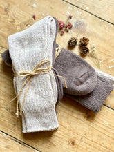 Load image into Gallery viewer, Luxury Aloe Infused  Recycled Plastic Cozy Socks- Pk of 2 - Beige & Brown