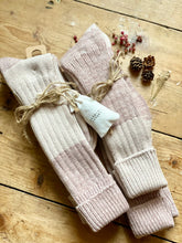 Load image into Gallery viewer, Luxury Jasmine Infused Recycled Plastic Cozy Knee Hight Socks- Pk of 2 - Grey & Beige