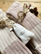 Load image into Gallery viewer, Luxury Jasmine Infused Recycled Plastic Cozy Knee Hight Socks- Pk of 2 - Grey & Beige