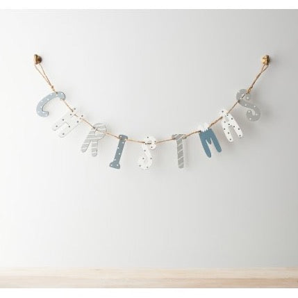 Christmas Wooden Garland, White