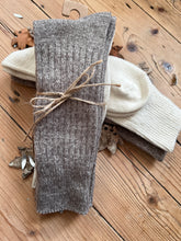 Load image into Gallery viewer, Luxury Aloe Infused  Recycled Plastic Cozy Socks- Pk of 2 - Dark Beige &amp; Cream
