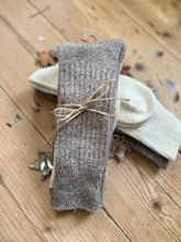 Load image into Gallery viewer, Luxury Aloe Infused  Recycled Plastic Cozy Socks- Pk of 2 - Dark Beige &amp; Cream
