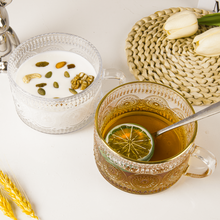Load image into Gallery viewer, Embossed Glass Tea and Coffee Cup, 325ml
