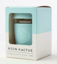 Load image into Gallery viewer, Neon Kactus Reusable Glass Coffee Cup - Sea Breeze

