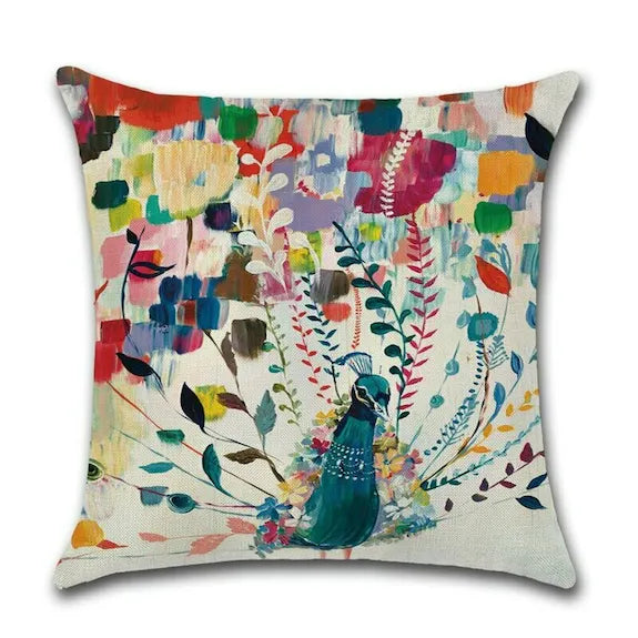 Handmade Cushion Covers Made From Recycled Plastic - Colourful Peacock