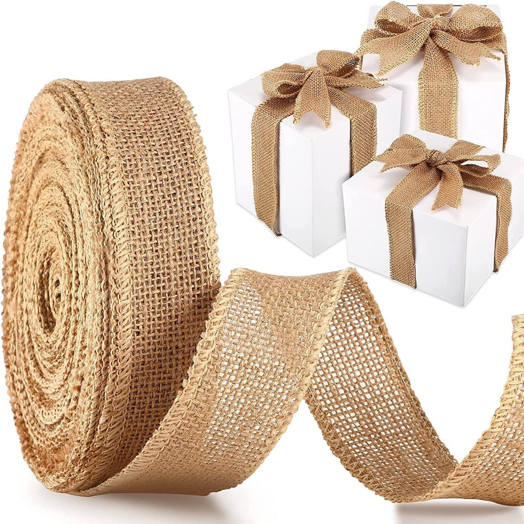 Natural Texture Hession Ribbon 38mm - Sand