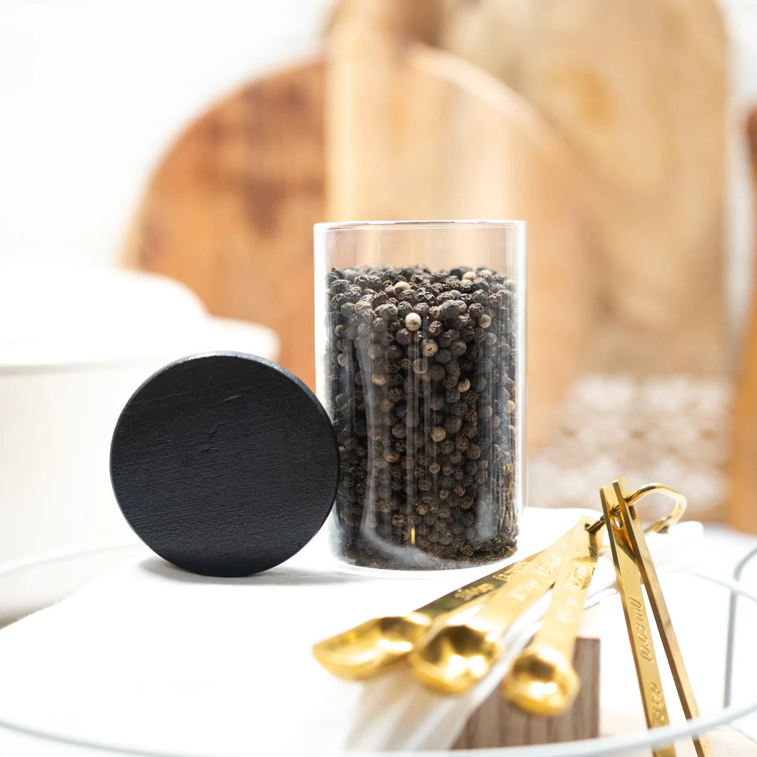 Black Bamboo Lid Spice Jars 8.5oz (250ml)