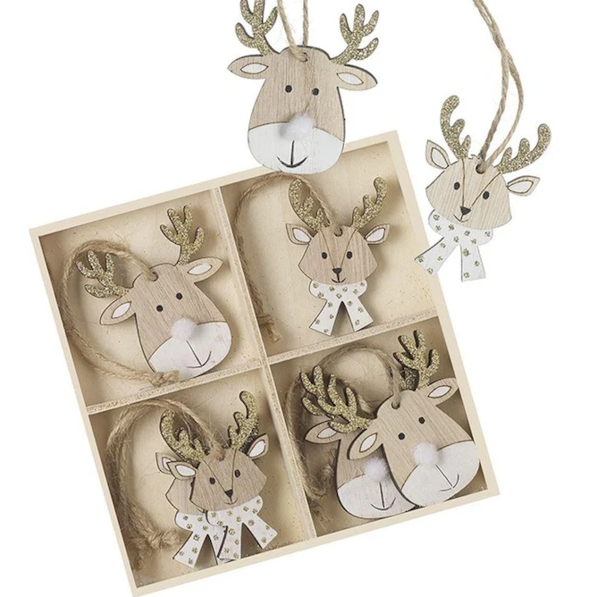 8 Reindeer Christmas Tree Decorations