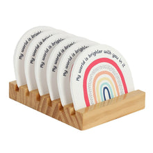 Load image into Gallery viewer, Wooden Rainbow 6 Coaster Set with Display Rack
