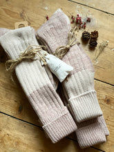 Load image into Gallery viewer, Luxury Jasmine Infused  Recycled Plastic Cozy Knee Hight Socks- Pk of 2 - Grey &amp; Beige
