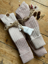 Load image into Gallery viewer, Luxury Jasmine Infused  Recycled Plastic Cozy Knee Hight Socks- Pk of 2 - Grey &amp; Beige
